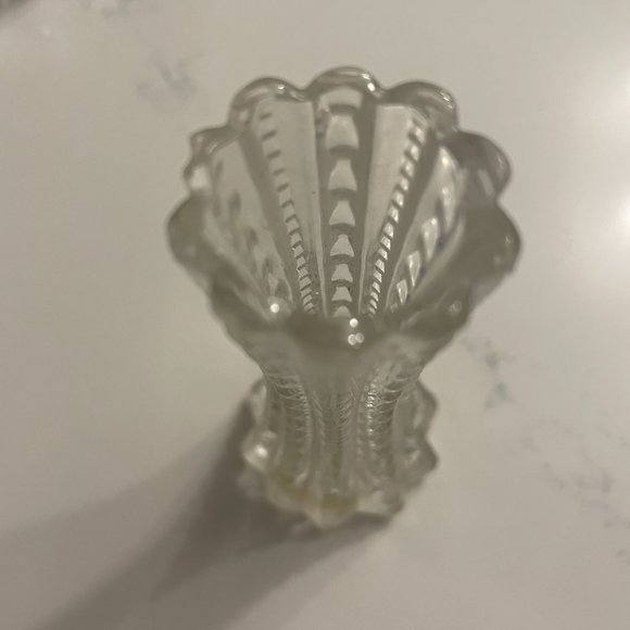 Vintage Cut Glass Crystal Salt Cellar and Mini Vase - Picture 4 of 5